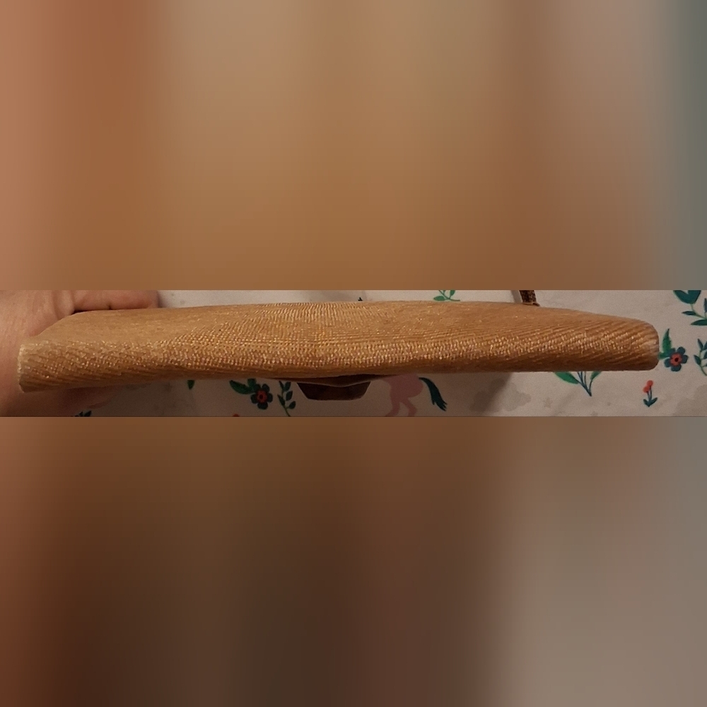 EUC RARE Vintage 70s Christian Dior Boutique Tan Linen & Silk Envelope Purse Bag - Picture 7 of 12